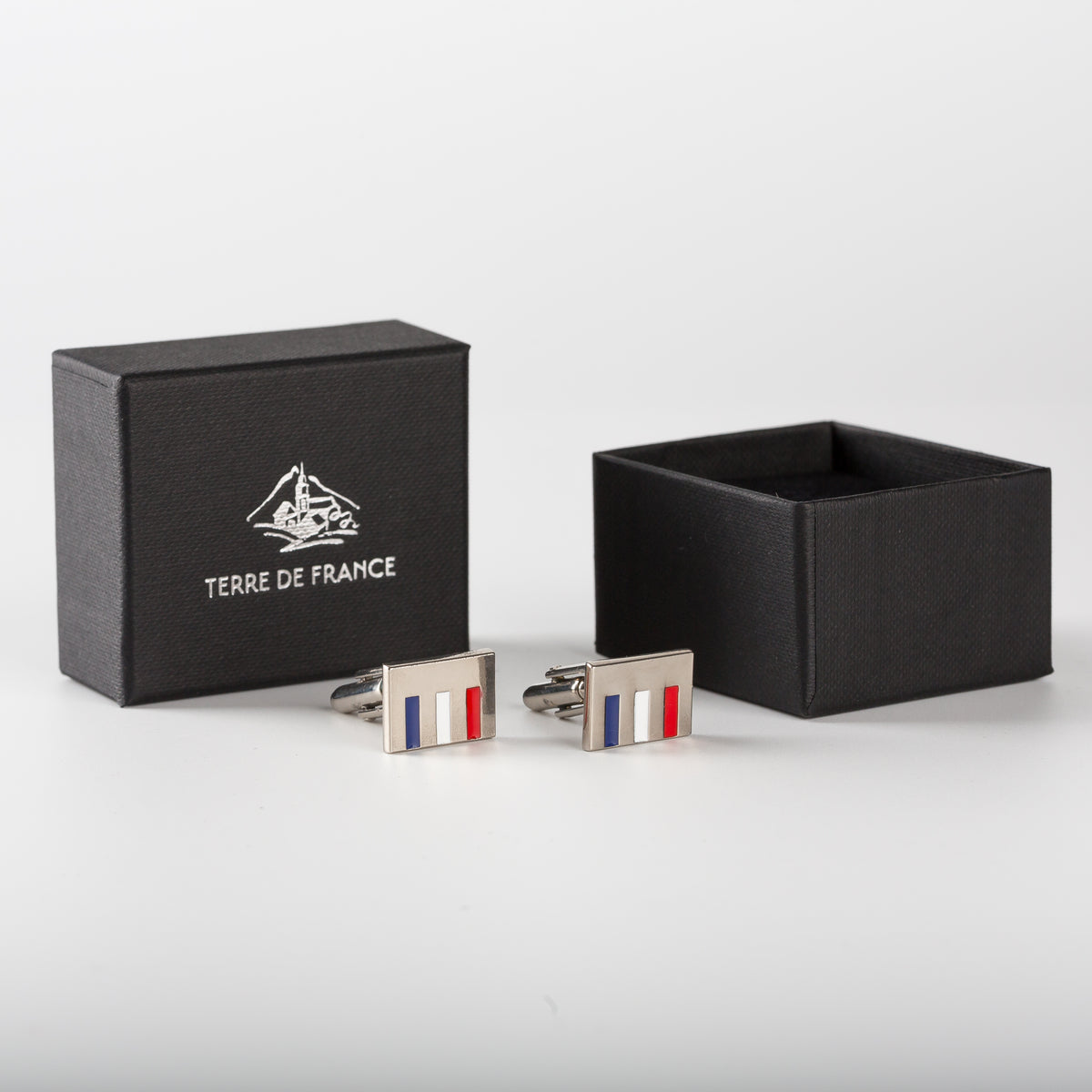Boutons De Manchettes Drapeau Français Tricolore - Acier Inoxydable - Neuf Avec étiquettes - Idée Cadeau