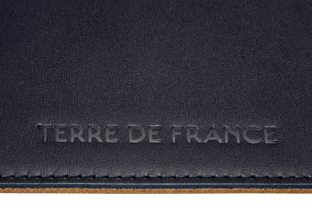 Sous main Bureau en Cuir Noir Structure en Acier avec un Profil Antérieur à  L Coutures Artisanales Fond Antidérapant Made in Italy -  France
