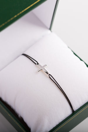 Bracelet Tradition argent 925 noir — vue de face sur fond neutre, fabriqué en France