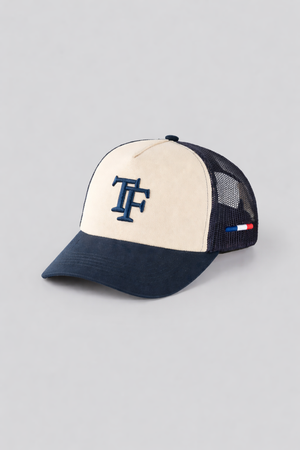 Casquette Trucker Terre de France — vue de face sur fond gris, fabriquée dans l'Hérault
