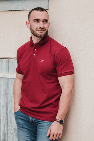 Polo Le Tricolore — porté de trois quarts, fabriqué en France