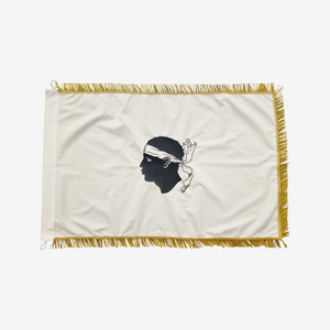 Drapeau Corse tête de Maure — 60x90cm, brodé, fabriqué en Provence par Terre de France