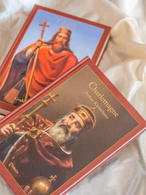 Charlemagne d'Arthur Kleinclausz — illustration en situation avec un autre volume, édition Terre de France