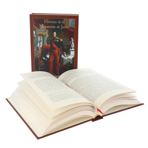 Histoire de la Monarchie de Juillet de Charlety — pages intérieures ouvertes, fabriqué en Provence