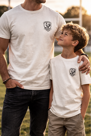 T-shirt Ovalie rugby — vue de face, broderie écusson Ovalie, fabriqué en Provence