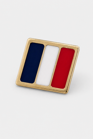 Pin's drapeau tricolore français en laiton doré – insigne fabriqué en Haute-Savoie