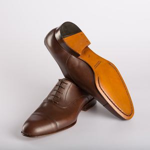 Souliers Richelieu cuir français — vue de face de la paire, fabriqués par Joseph Malinge