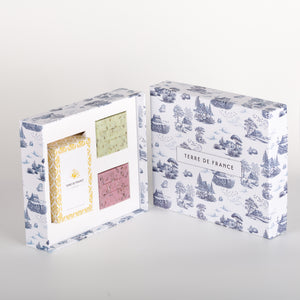Coffret parfum Femme avec savons exfoliants — vue de face, idée cadeau femme made in France