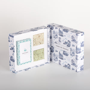 Coffret parfum Homme avec savons exfoliants — vue de face, idée cadeau homme made in France