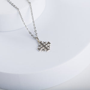 Croix de Jérusalem argent passivé — vue de face, croisades 1099, fabriquée en France