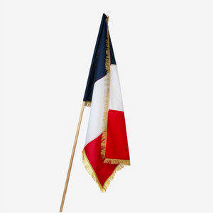 Drapeau français bleu blanc rouge 60x90cm — vue de face, confection artisanale made in France