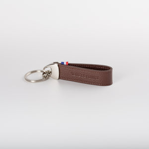 Porte-clés cuir grainé véritable — vue de face, fabriqué dans le Tarn