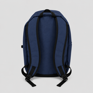 Sac à dos bleu marine — vue de dos avec bretelles rembourrées, fabriqué dans le Val-de-Marne