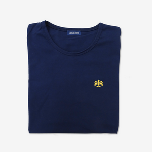 T-shirt Empire bleu marine — vue de face sur fond neutre, broderie aigle impériale, fabriqué en Provence