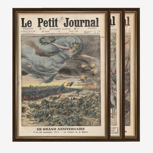 Collection 3 Cadres Grande Guerre — gravures historiques du Petit Journal encadrées, fabriquées en France, cadeau patriote