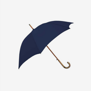 Parapluie classique manche hêtre massif — vue d'ensemble sur fond gris, fabriqué en France