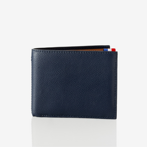 Portefeuille homme cuir français — fermé sur fond gris, robuste et élégant, fabriqué en France
