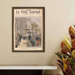 Cadre Belle Epoque Vercingétorix — Une du Petit Journal 1901, statue transportée au Grand-Palais, fabriqué en France